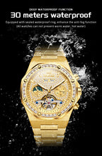 OLEVS Gold Steel Mens Watches Top Brand Automatic Mechanical Luxury Watch Sport Waterproof Tourbillon Wrist Watch Reloj Hombre