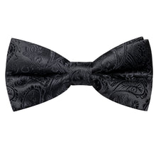 Hi-Tie Silk Pre-tied Mens Bowtie Hanky Cufflinks Set Bow Tie Cravat for Male Jacquard Solid Paisley Floral Men Wedding Business