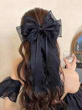 Ladies Wine Red Bow Hair Clip Ribbon Barrettes Clip Girls Bowknot Mesh Yarn Hairpin Women Hair Accessories New Year Gift